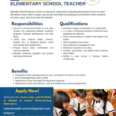 Join Our Team at Rajendra Adhi Montessori School!